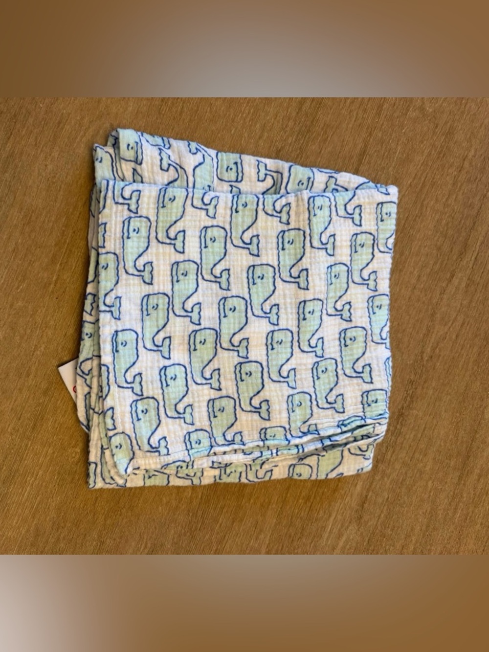 Vineyard Vines Whale Print Muslin Swaddle - Light Blue & Navy
